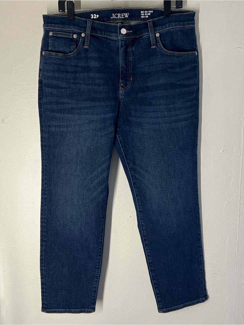 J. Crew Womens '03 Slim Jeans Sz 32 Petite Blue Dark Wash Denim Pants RE-03-IDG